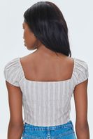 Women's Striped Linen-Blend Cutout Crop Top Medium