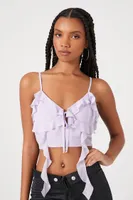 Women's Ruffle-Trim Cropped Cami Lilac