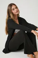 Women's Open-Front Pajama Top in Black Medium