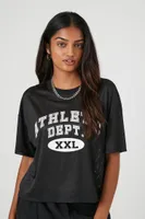 Women's Mesh Athletic Dept Graphic T-Shirt in Black Medium