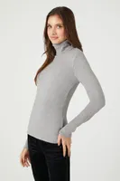 Women's Turtleneck Long-Sleeve Top in Charcoal Large