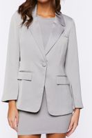 Women's Satin Single-Breasted Blazer in Silver Medium