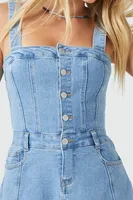 Women's Denim Fit & Flare Mini Dress in Light Denim Large