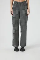 Women's Patchwork Wide-Leg Pants Grey