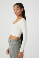 Women's Pointelle Knit Crop Top Large