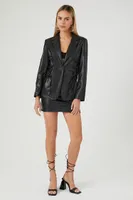 Women's Lace-Up Faux Leather Jacket in Black Small