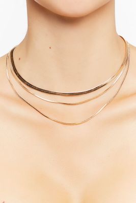 Women's Layered Snake Chain Necklace in Gold
