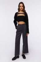 Women's Sweater-Knit Cami & Shrug Set in Black Medium