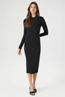 Women's Long-Sleeve Midi Sweater Dress Black