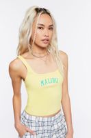 Women's Malibu Graphic Cropped Tank Top in Yellow Medium