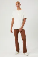 Men Twill Mid-Rise Flare Pants Brown,