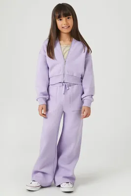 Girls Fleece Straight-Leg Pants (Kids) in Purple, 13/14