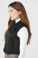 Women's Faux Shearling & Suede Vest in Black Medium