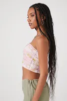 Women's Marble Print Cropped Tube Top Light