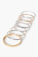 Women's Etched Bangle Bracelet Set in Silver/Gold