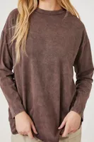 Women's Mineral Wash Long-Sleeve Top in Brown Small