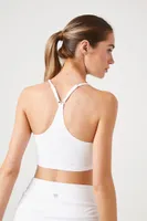 Women's Halter Racerback Sports Bra in White, XS