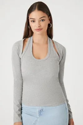 Women's Cutout Combo Top in Heather Grey Medium