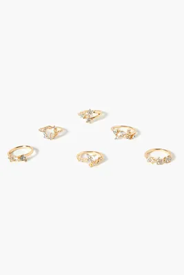 Women's Rhinestone Ring Set in Gold/Clear