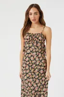 Women's Floral Print Cami Maxi Dress in Black Small