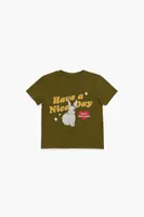 Girls Have a Nice Day Graphic T-Shirt (Kids) in Olive, 9/10