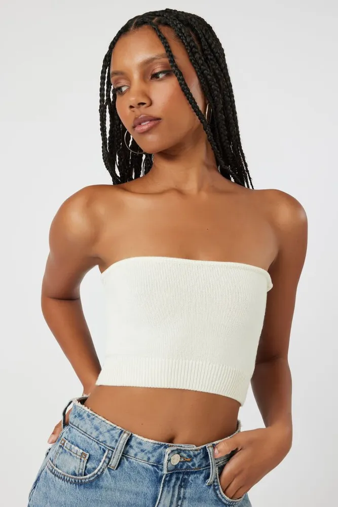 Women's Cropped Sweater-Knit Tube Top