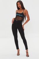 Women's Make Boys Cry Graphic Mesh Bodysuit in Black Small