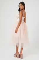 Women's Satin Tiered Midi Dress Champagne