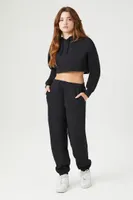 Women's Fleece Cropped Hoodie in Black Medium