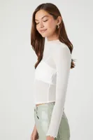 Women's Sheer Mesh Crop Top White