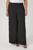 Women's Wide-Leg Cargo Pants in Black, 2X