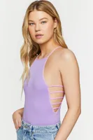 Women's Seamless Ladder Cutout Bodysuit in Orchid, S/M