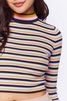 Women's Striped Cutout Sweater-Knit Top in Black Small