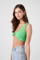 Women's Seamless Twist-Front Crop Top in Green, M/L