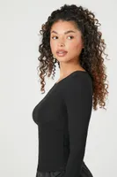 Women's Boat Neck Long-Sleeve Top in Black Medium