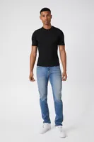 Men Ribbed Knit T-Shirt in Black, XXL