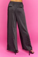 Women's Satin Wide-Leg Pants in Black Small