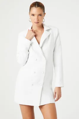 Women's Tweed Blazer Mini Dress in Ivory, XL