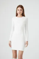 Women's Ribbed Knit Bodycon Mini Dress in White Large