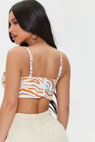 Women's Abstract Print Crop Top in Ivory Large