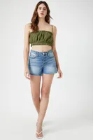 Women's Ruffle-Trim Cropped Cami in Olive Medium