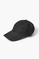 Denim Curved-Brim Baseball Cap in Black