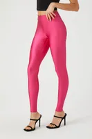 Women's High-Shine Mid-Rise Leggings in Hot Pink Large