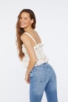 Women's Floral Print Crop Top in Ivory Medium