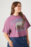 Women's California Graphic Cropped T-Shirt Purple,