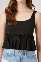 Women's Ribbed Knit Flounce Tank Top