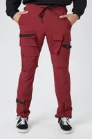 Men Drawstring Cargo Joggers in Burgundy Large