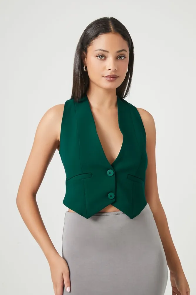 Women's Cropped Button-Front Vest