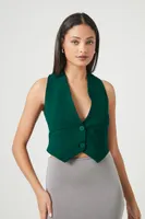 Women's Cropped Button-Front Vest