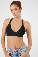 Women's Sweater-Knit Crop Top in Black Large